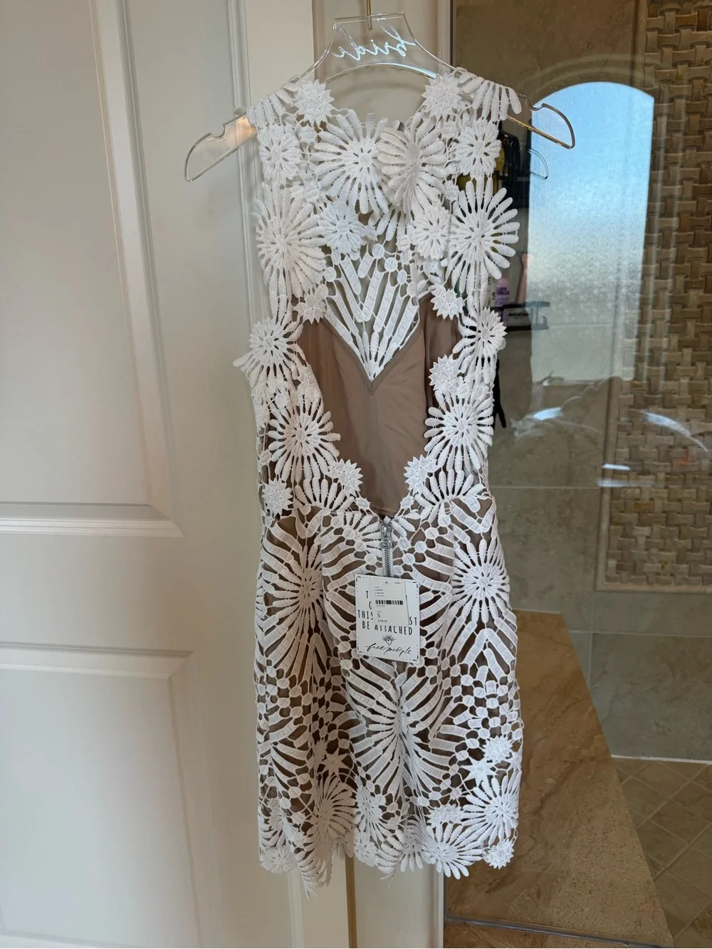 Free People Saylor Women’s White Floral Crochet Sheath Dress